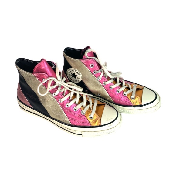 Converse Metallic Pink Gold Rainbow Chuck Taylor 70 Hi Top Sneakers Sz 10 - Picture 3 of 7